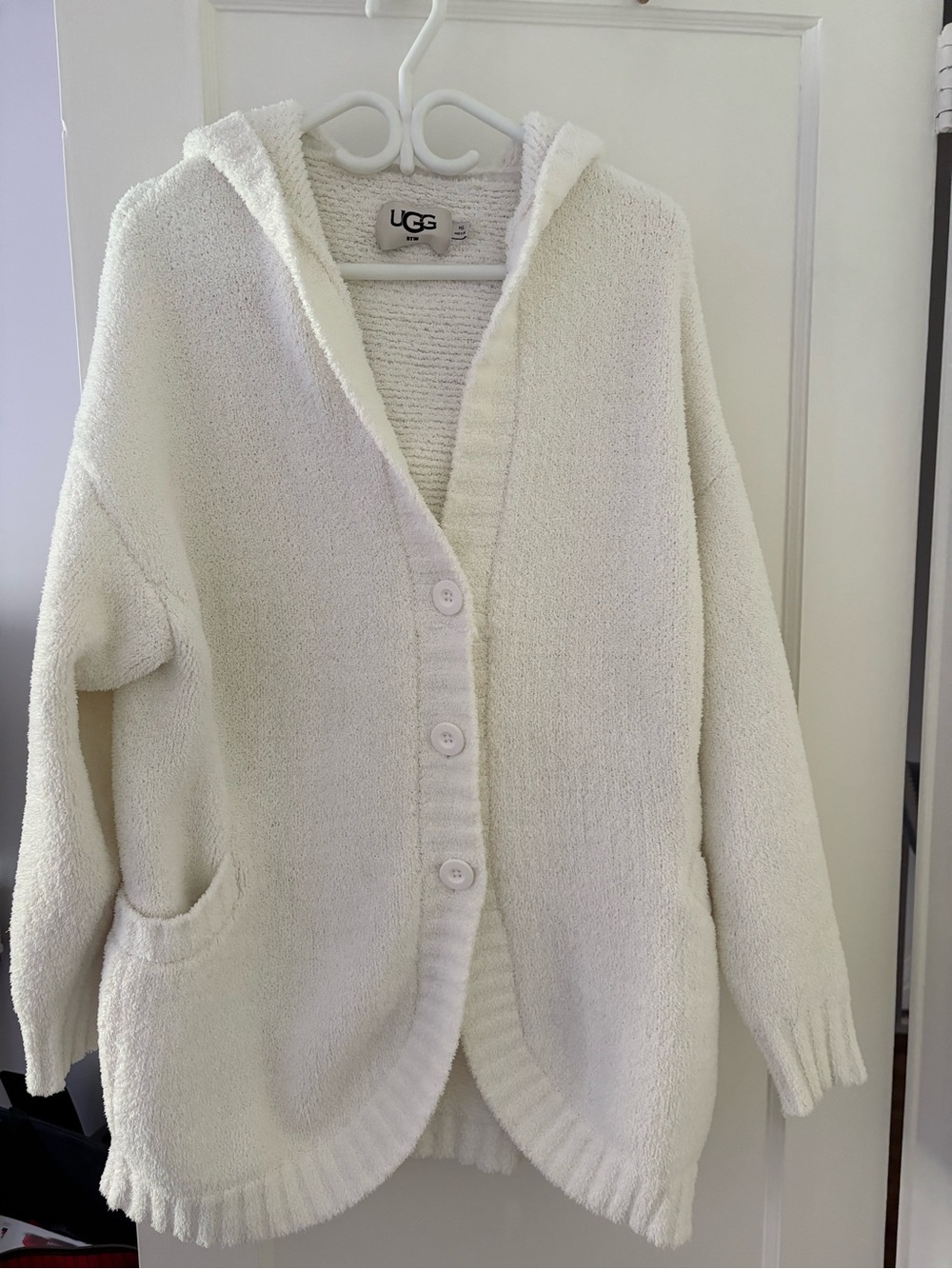 UGG Cream Hooded Button Front Cardigan